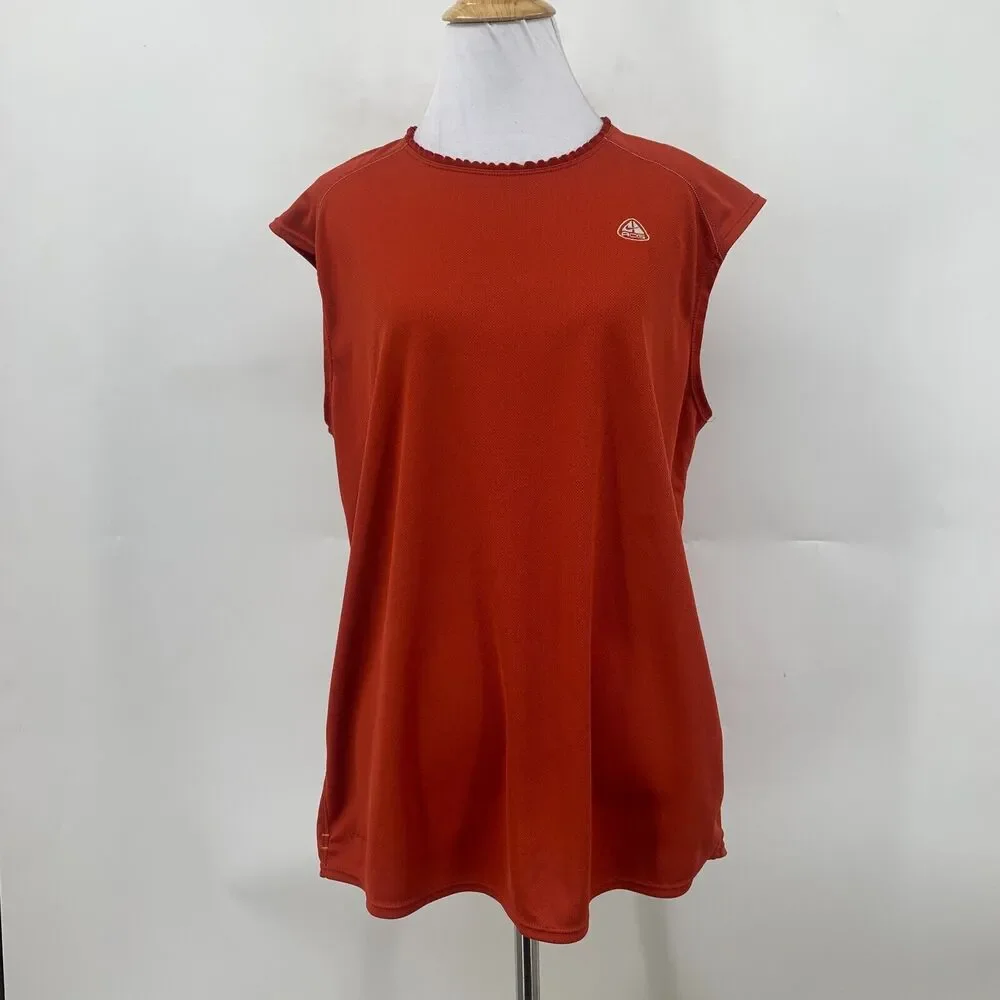 Vintage Nike ACG Tank Top Womens L Large Red Ruffled Neckline Sleeveless Active